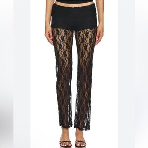 Bella Venice The Page Pants Black Lace flares Leggings sheer Revolve S